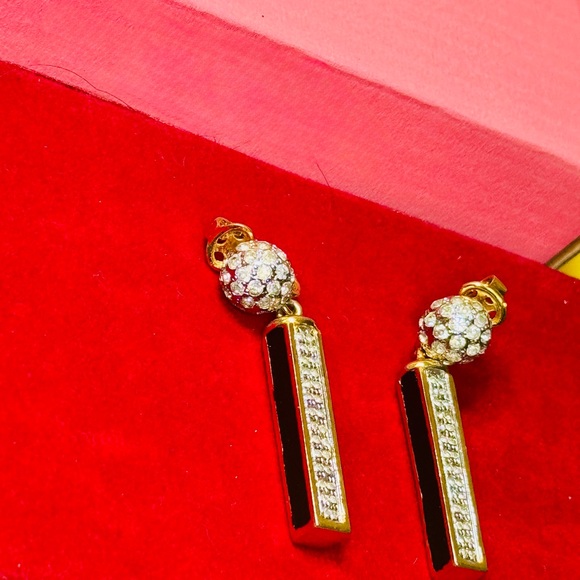 Valentino Jewelry - Valentino Black and Gold Crystal Earrings